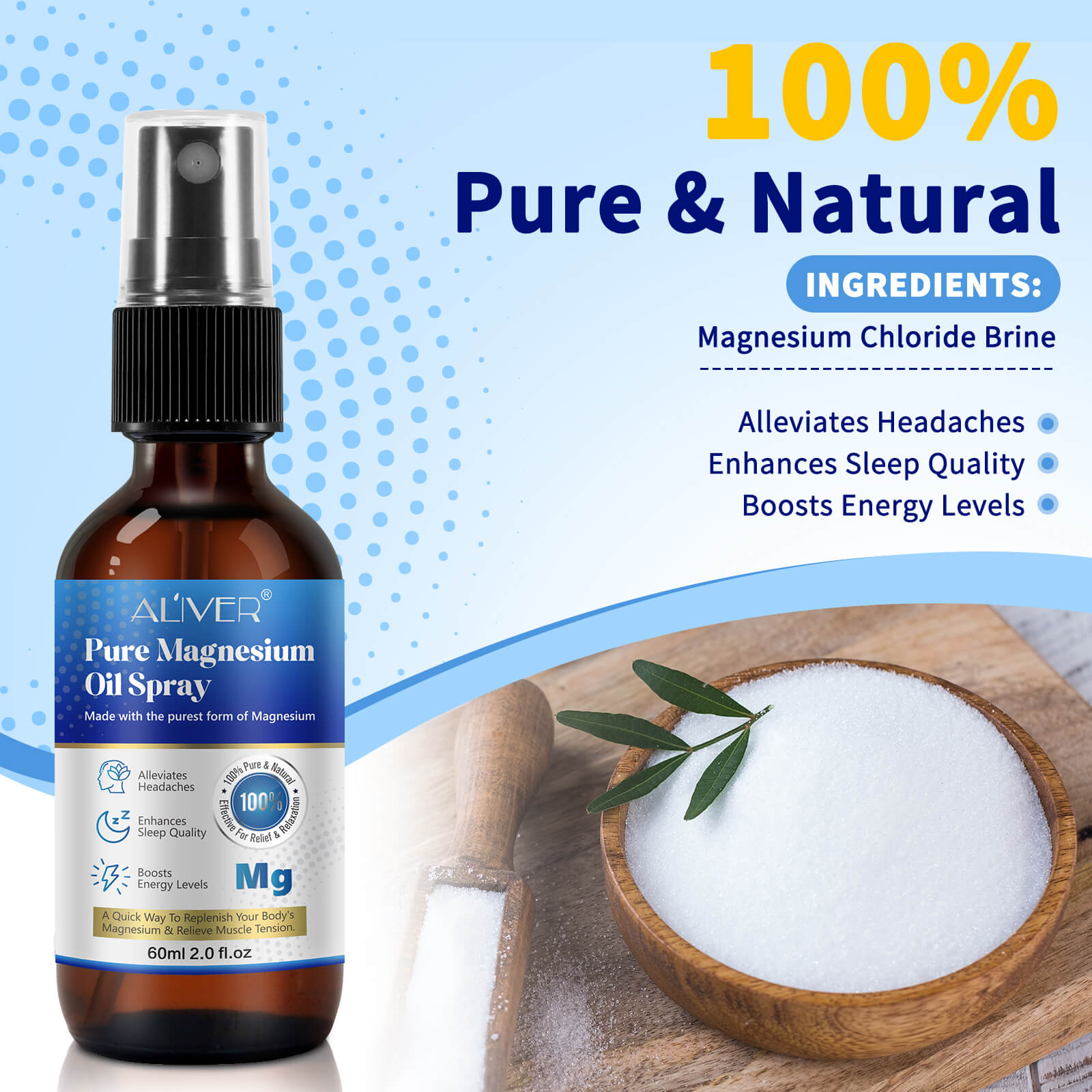 100 percent pure and natural magnesium oil spray